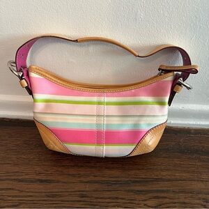 Coach soho pastel multicolored twill striped hobo bag, vintage